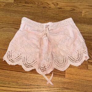 Kimchi Blue Light Pink Lace High Waist Shorts